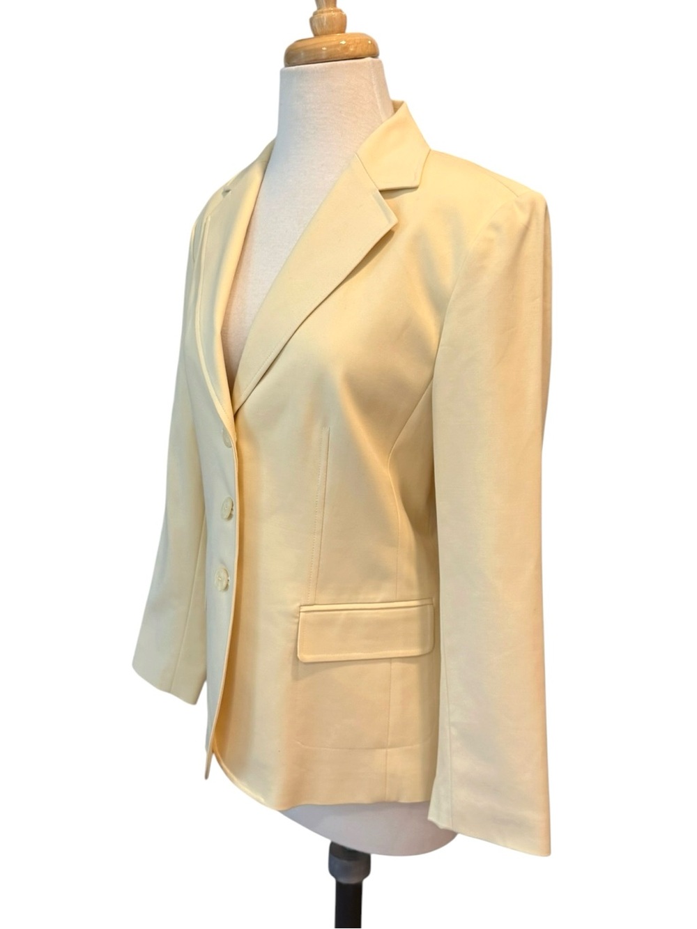 Talbots Petites Stretch Blazer Butter Yellow Cotton Blend Size 10P NWT - Picture 2 of 11